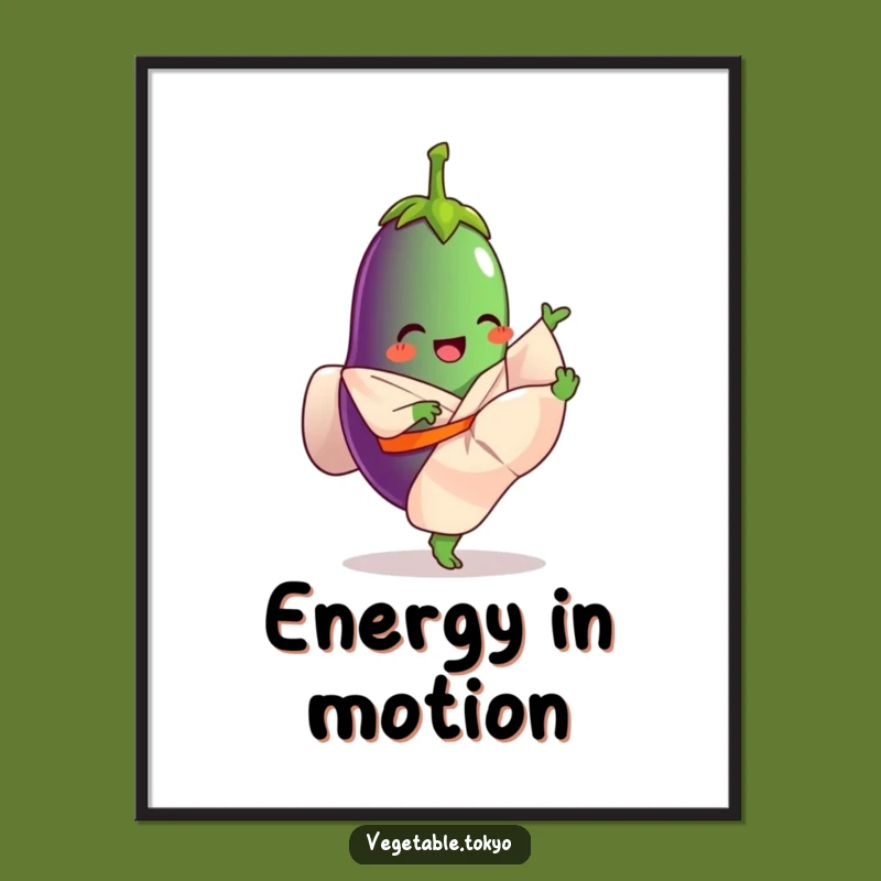 Funny Eggplant Kicking Digital Art: Instant Playful Energy and Action