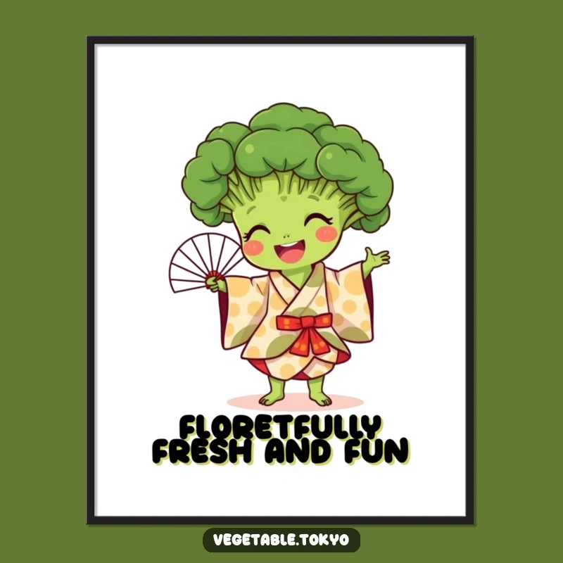 Funny Free Printable Wall Art: Broccoli Fan Dancer - Downloadable Quirky Decor!